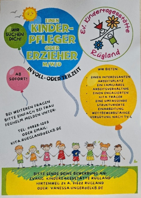 KITA Rügland 2024 Stellenangebot